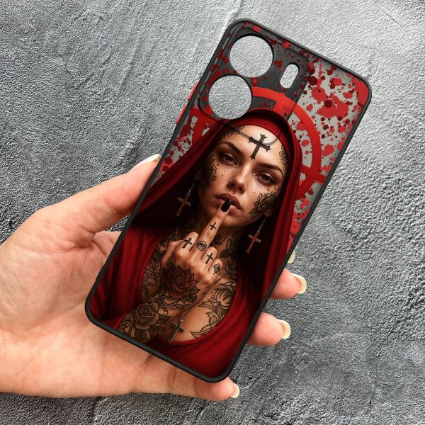 Чехол для Xiaomi Redmi 13C 4G с защитой камеры Монашка бунтарка