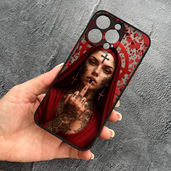 Чехол для iPhone 15 Pro Max с защитой камеры Монашка бунтарка