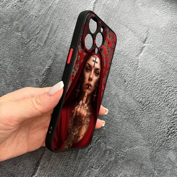 Чехол для iPhone 15 Pro Max с защитой камеры Монашка бунтарка