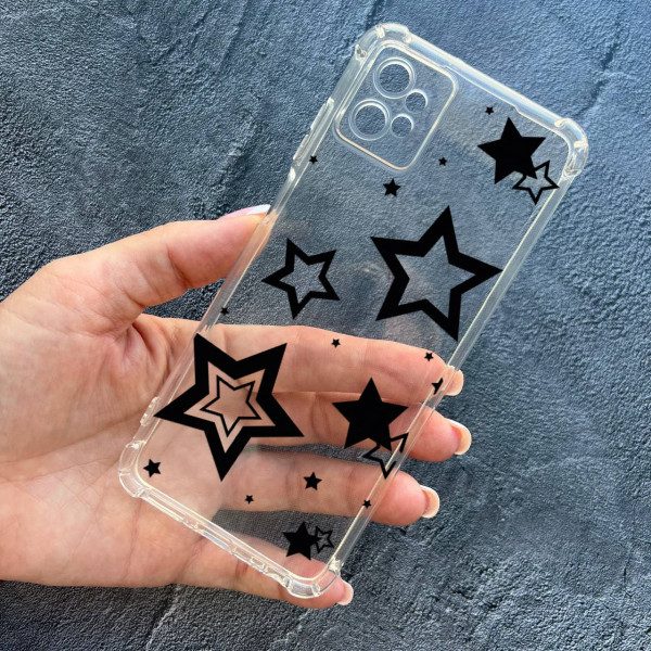 Чохол для Motorola G32 із захистом камери протиударний прозорий силіконовий чохол із зірками