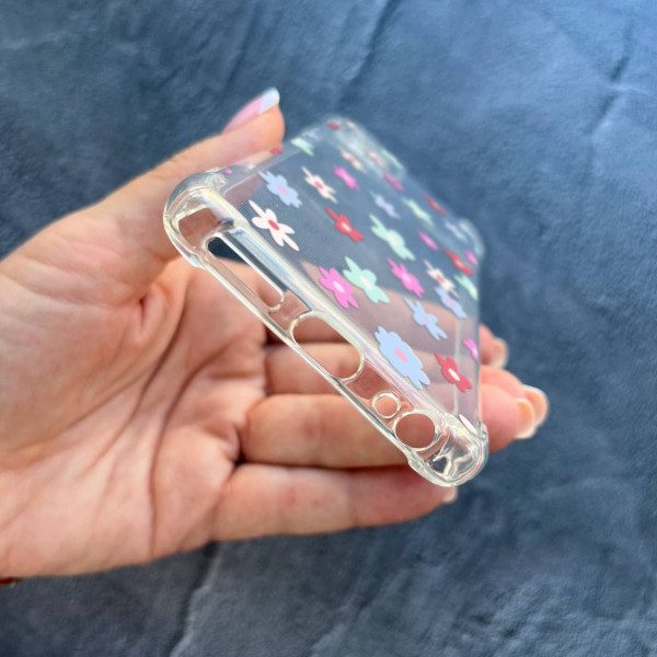 Чехол для Motorola G32 с защитой камеры противоударный прозрачный силиконовый чехол рисованные цветы