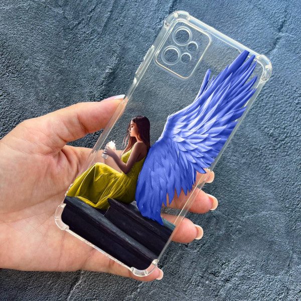 Чохол для Motorola G32 із захистом камери протиударний прозорий силіконовий чохол патріотичний ангел з крилами