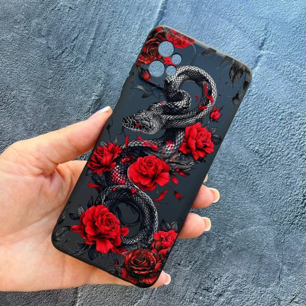 Чохол для Motorola G32 з змією в квітах