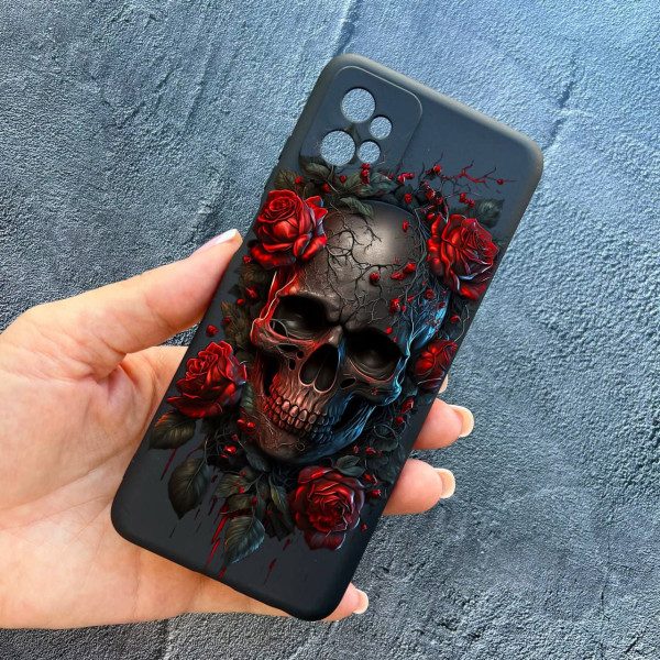 Чехол для Motorola G32 с защитой камеры череп в розах