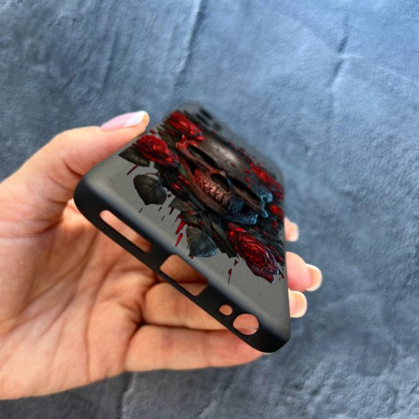 Чехол для Motorola G32 с защитой камеры череп в розах