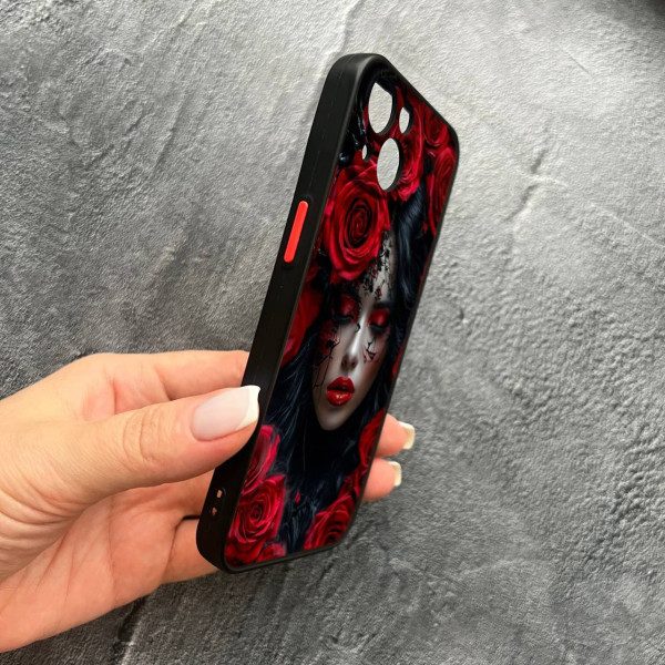 Чохол для iPhone 13 з захистом камери дівчина муерта в квітах червоні троянди