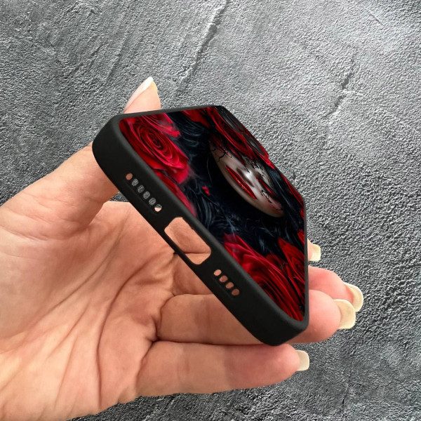 Чехол для iPhone 12 Pro с защитой камеры девушка муэрта в цветах красных роз