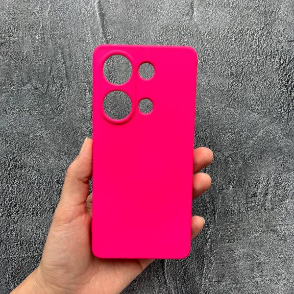 Чохол для Xiaomi Redmi Note 13 Pro 4G / Poco M6 Pro 4G / Xiaomi Redmi Note 14S із захистом камери софт-тач яскраво-рожевий (колір барбі)