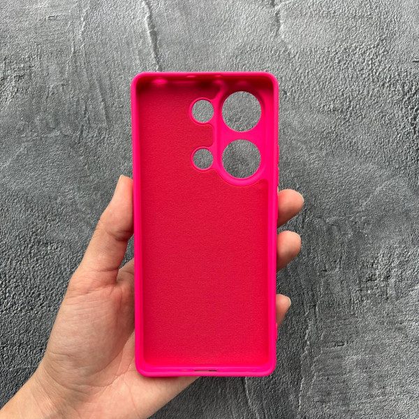 Чехол для Xiaomi Redmi Note 13 Pro 4G / Poco M6 Pro 4G / Xiaomi Redmi Note 14S с защитой камеры софт-тач ярко-розовый (цвет барби)