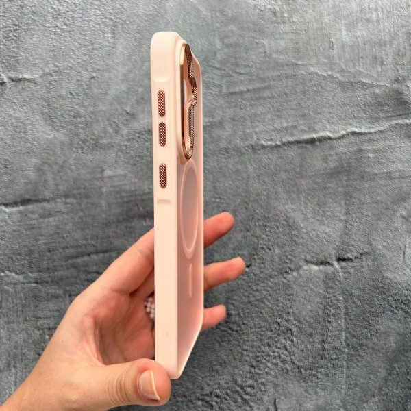 Чехол для Samsung Galaxy A56 с MagSafe розовый с металлической обводкой