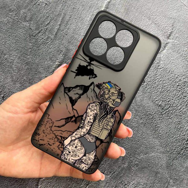 Чехол для Xiaomi 14T Pro с защитой камеры военная девушка