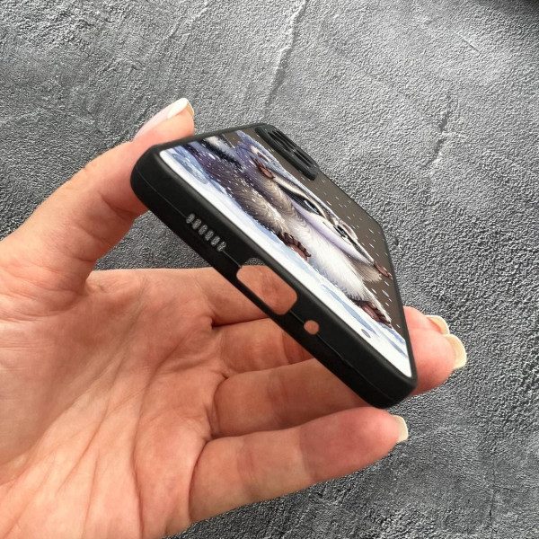 Чехол для Samsung Galaxy A13 4G с защитой камеры зимний енотик