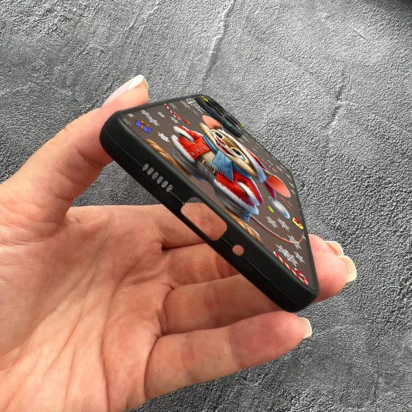 Чехол для Samsung Galaxy A13 4G с защитой камеры мышонок в костюме санты