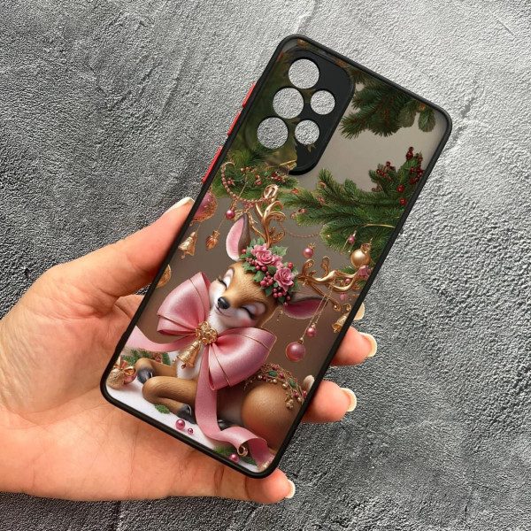 Чехол для Samsung Galaxy A13 4G с защитой камеры Рождественский олененок