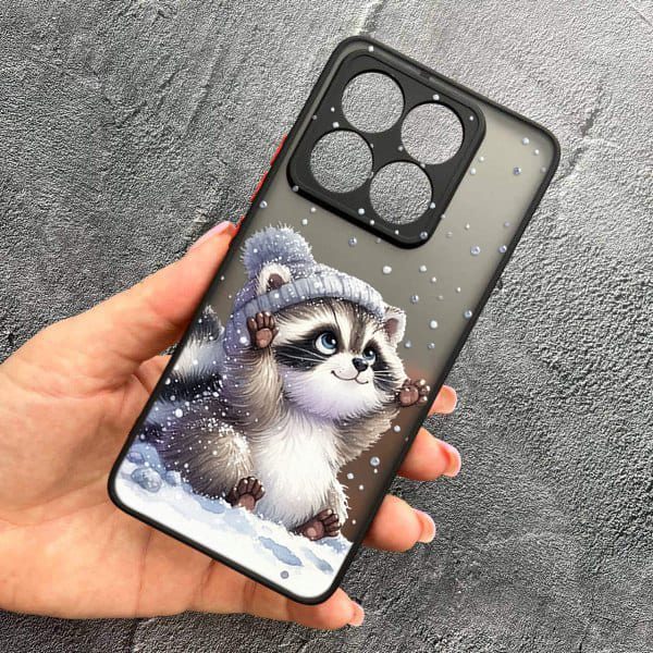 Чохол для Xiaomi 14T Pro з захистом камери новорічний зимовий єнотик