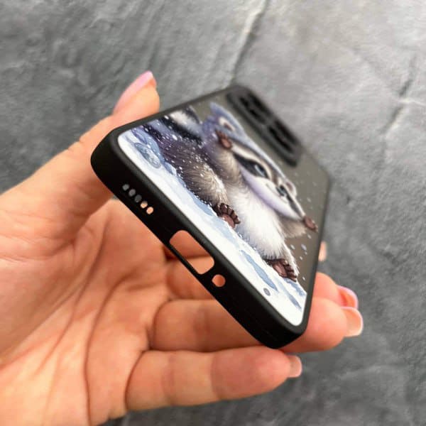 Чехол для Xiaomi 14T Pro с защитой камеры новогодний зимний енотик
