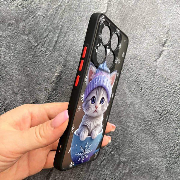 Чохол для Xiaomi 14T Pro з захистом камери новорічний кошеня в чашці