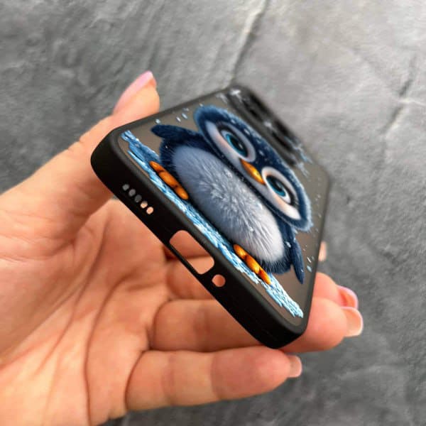 Чехол для Xiaomi 14T Pro с защитой камеры новогодний милый пингвин