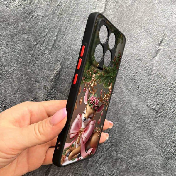 Чехол для Xiaomi 14T Pro новогодний с защитой камеры Рождественский олененок