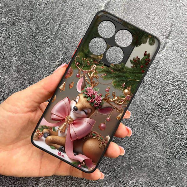 Чехол для Xiaomi 14T новогодний с защитой камеры Рождественский олененок
