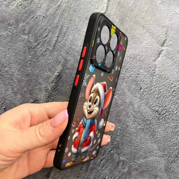 Чохол для Xiaomi 14T з захистом камери новорічний мишеня в костюмі санти
