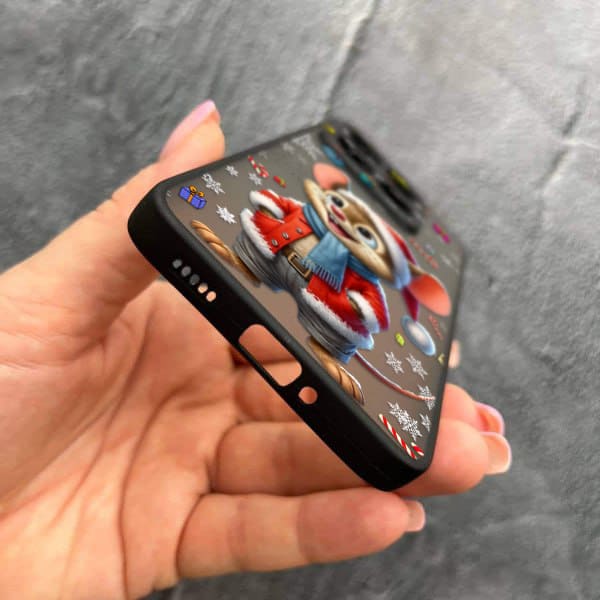 Чехол для Xiaomi 14T с защитой камеры новогодний мышонок в костюме санты