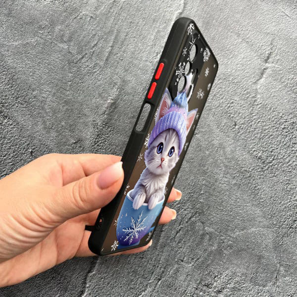 Чехол для Xiaomi 11T / 11T Pro с защитой камеры новогодний котенок в чашке
