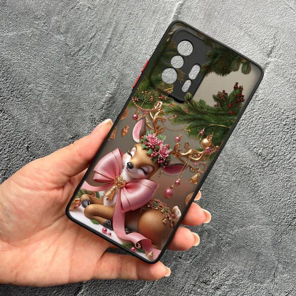 Чехол для Xiaomi 11T / 11T Pro новогодний с защитой камеры Рождественский олененок