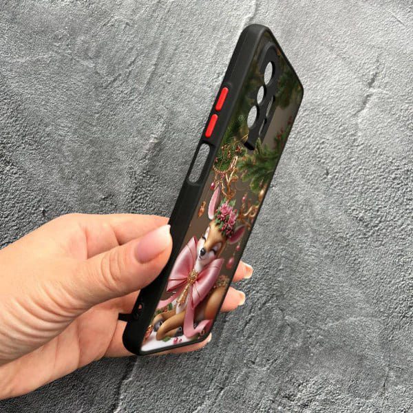 Чехол для Xiaomi 11T / 11T Pro новогодний с защитой камеры Рождественский олененок