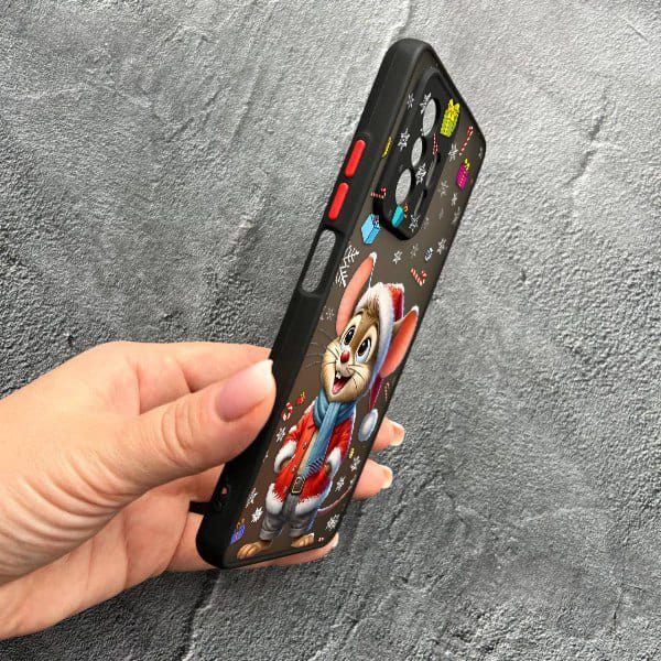 Чехол для Xiaomi 11T / 11T Pro с защитой камеры новогодний мышонок в костюме санты