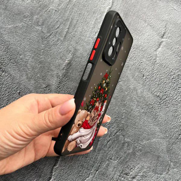 Чохол для Xiaomi 11T / 11T Pro з захистом камери новорічний дівчина з плюшевим ведмедем і ялинкою