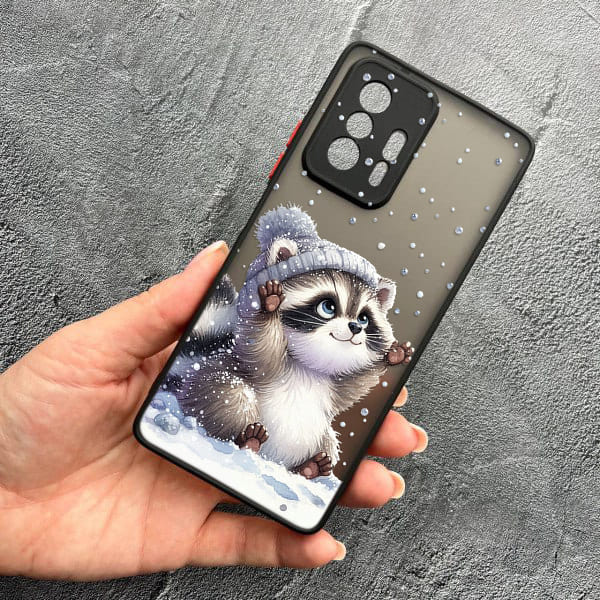 Чохол для Xiaomi 11T / 11T Pro з захистом камери новорічний зимовий єнотик