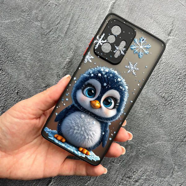Чехол для Xiaomi 11T / 11T Pro с защитой камеры новогодний милый пингвин