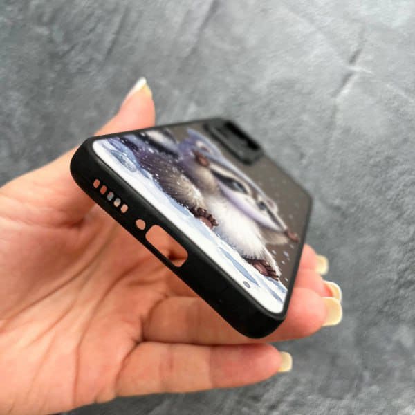 Чехол для Xiaomi 12T / Xiaomi 12T Pro с защитой камеры новогодний зимний енотик