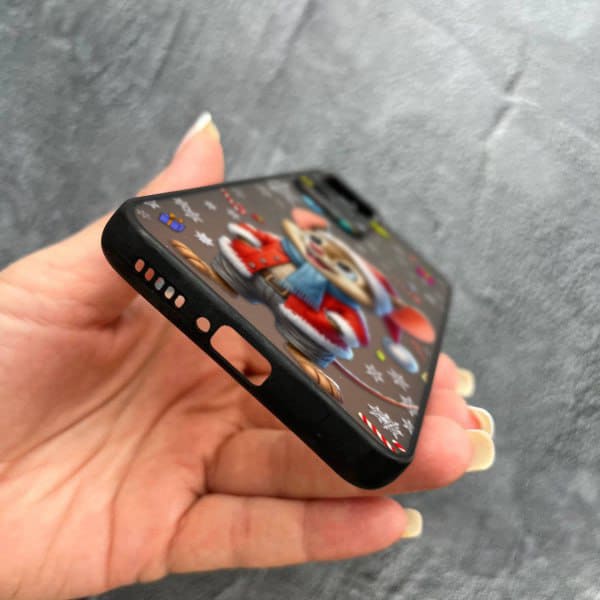 Чехол для Xiaomi 12T / Xiaomi 12T Pro с защитой камеры новогодний мышонок в костюме санты