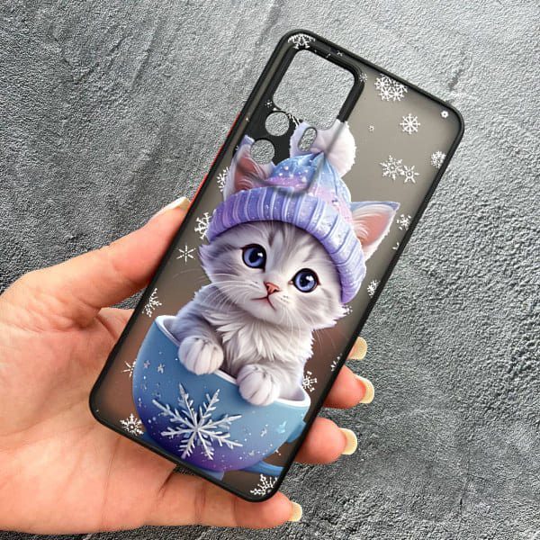 Чохол для Xiaomi 12T / Xiaomi 12T Pro з захистом камери новорічний кошеня в чашці