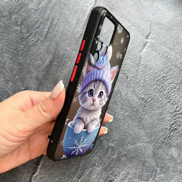 Чохол для Xiaomi 12T / Xiaomi 12T Pro з захистом камери новорічний кошеня в чашці