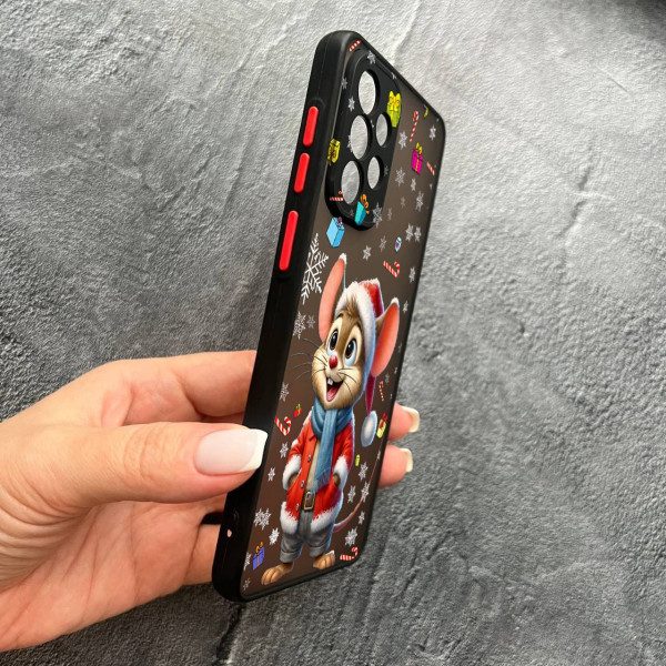 Чохол для Samsung Galaxy A73 5G з захистом камери новорічний мишеня в костюмі санти