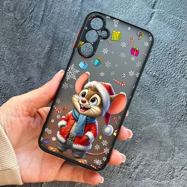 Чохол для Samsung Galaxy A25 з захистом камери новорічний мишеня в костюмі санти