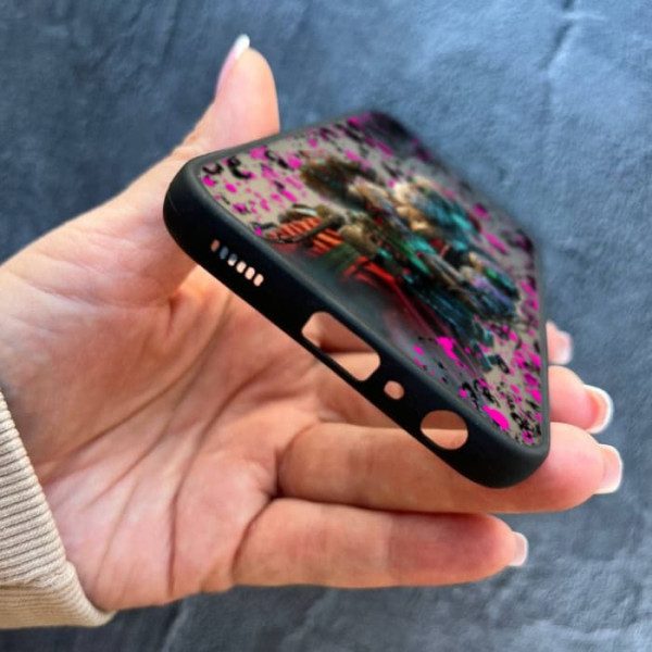 Чехол для Samsung Galaxy A15 с защитой камеры новогодний Санта Киберпанк
