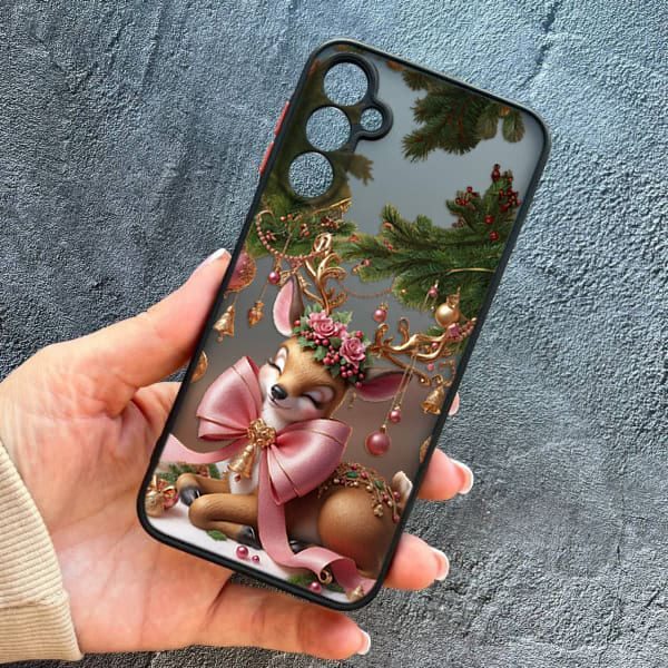 Чохол для Samsung Galaxy A15 новорічний з захистом камери Різдвяне оленятко