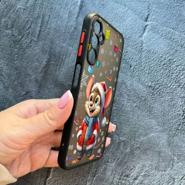 Чохол для Samsung Galaxy A14 з захистом камери новорічний мишеня в костюмі санти