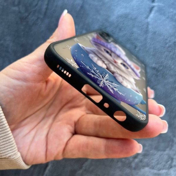 Чехол для Samsung Galaxy A05s с защитой камеры новогодний котенок в чашке