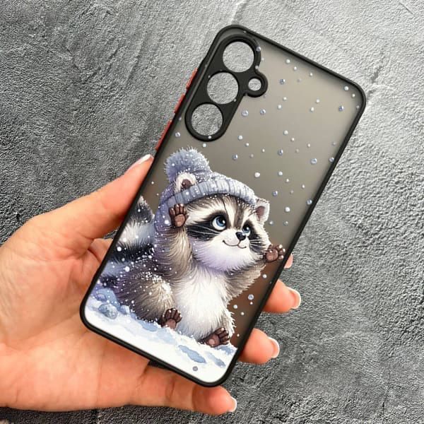 Чохол для Samsung Galaxy S21 Plus з захистом камери новорічний зимовий єнотик