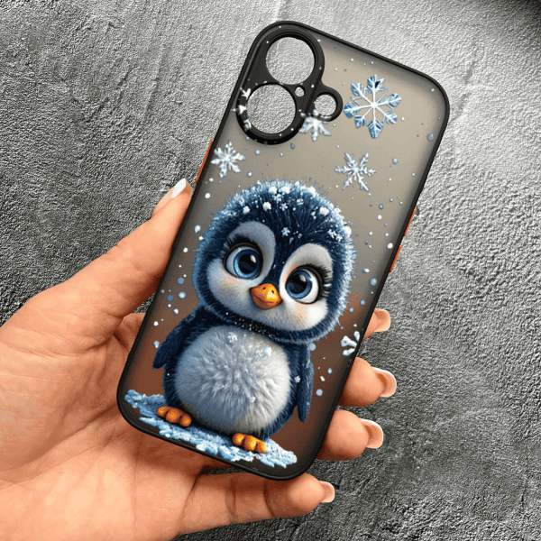 Чехол для iPhone 17 с защитой камеры новогодний милый пингвин