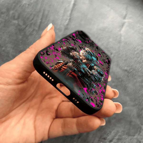 Чехол для iPhone 17 с защитой камеры новогодний Санта Киберпанк