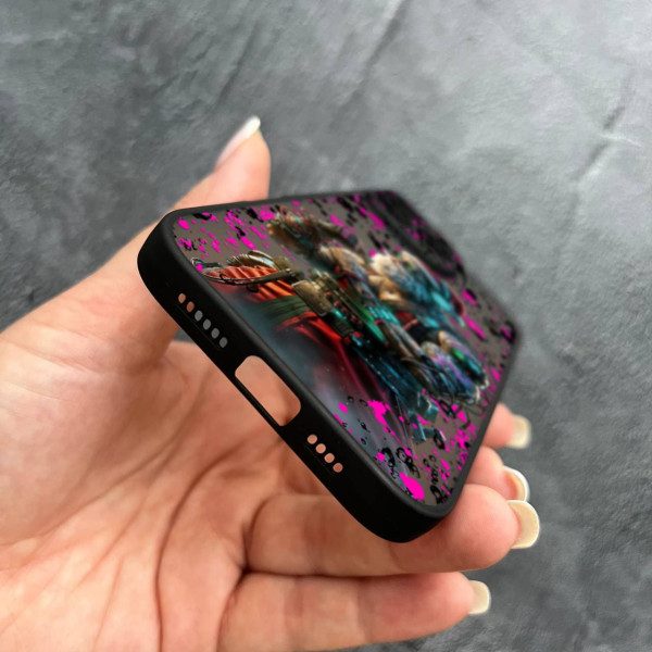 Чехол для iPhone 16 Pro Max с защитой камеры новогодний Санта Киберпанк