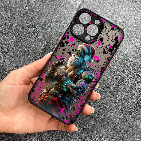 Чохол для iPhone 12 Pro з захистом камери новорічний Санта Кіберпанк