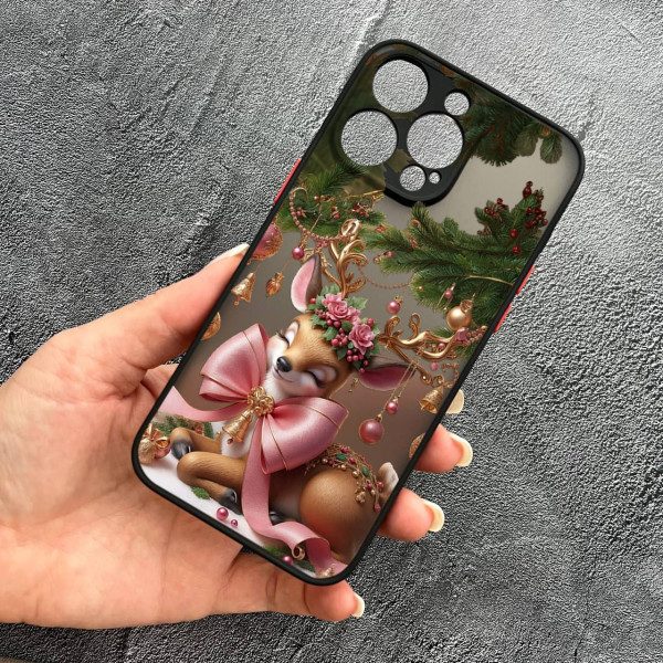 Чохол для iPhone 12 Pro з захистом камери новорічний Різдвяне оленятко