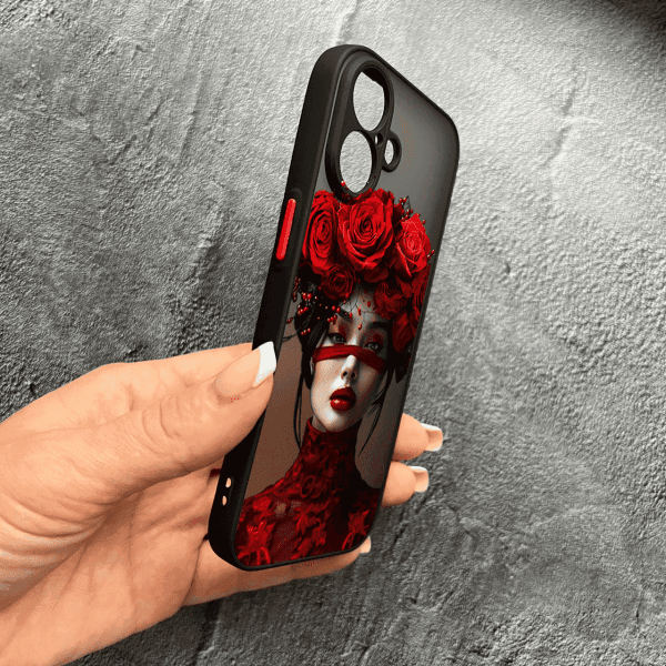 Чехол для iPhone 17 с защитой камеры с девочкой и цветами